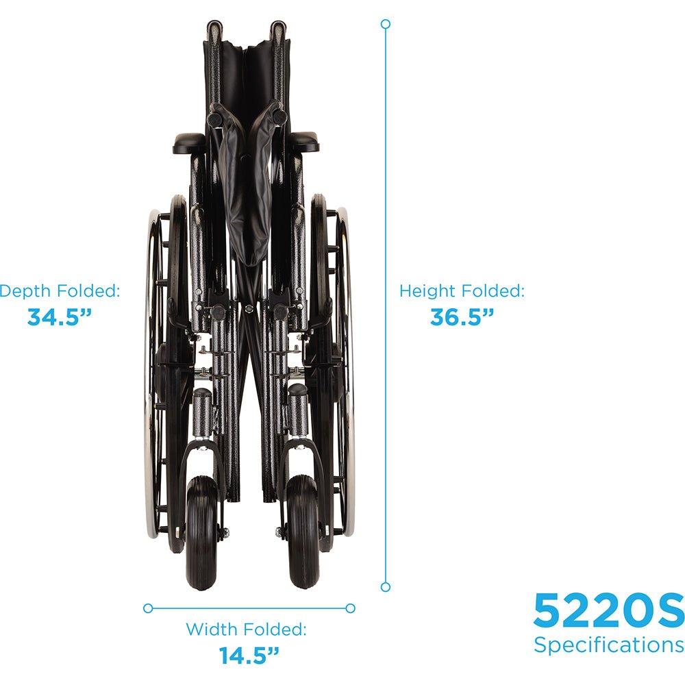 Hammertone Wheelchair - 22" Detachable Arms & Swing Away Footrest - American Homecare Direct