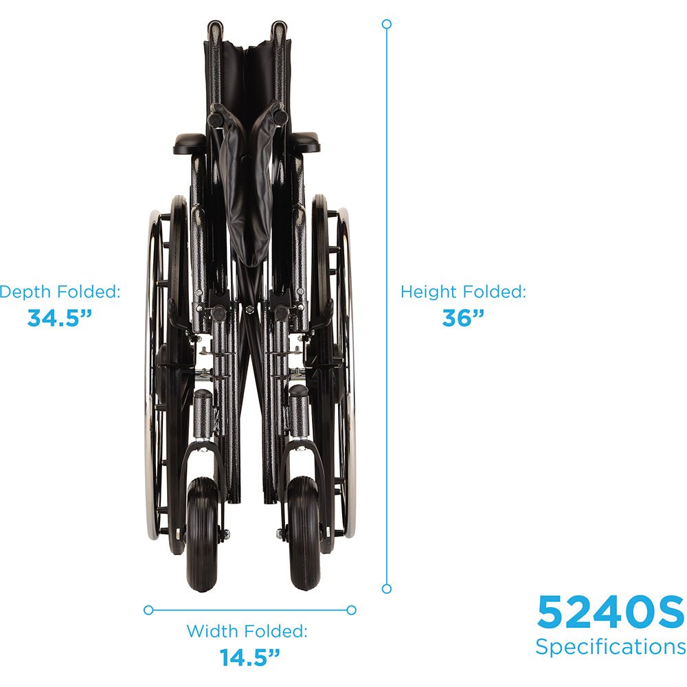 Hammertone Wheelchair - 24" Steel With Detachable Desk Arms & Elevating Legrest - American Homecare Direct