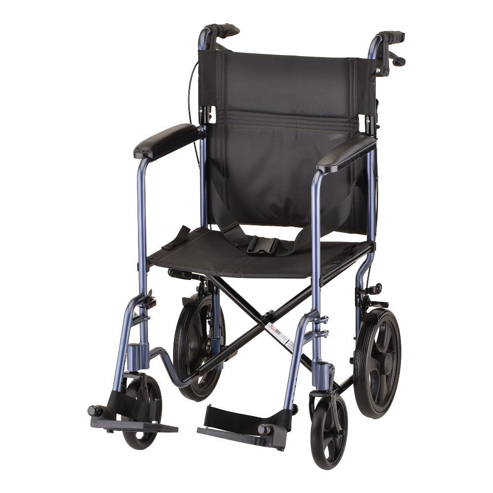 Nova 20" Lightweight Folding Transport Chair with 12" Rear Wheels & Hand Brakes - American Homecare Direct