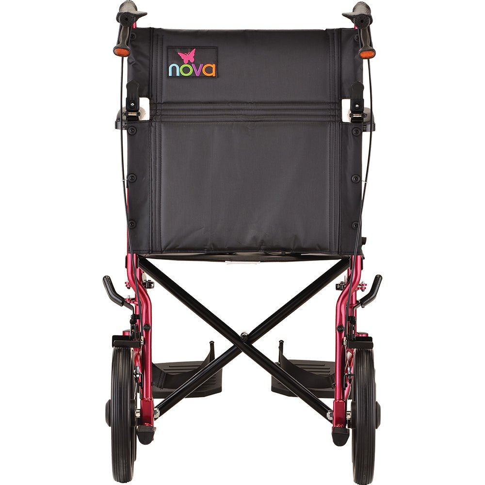 Nova 20" Lightweight Folding Transport Chair with 12" Rear Wheels & Hand Brakes - American Homecare Direct