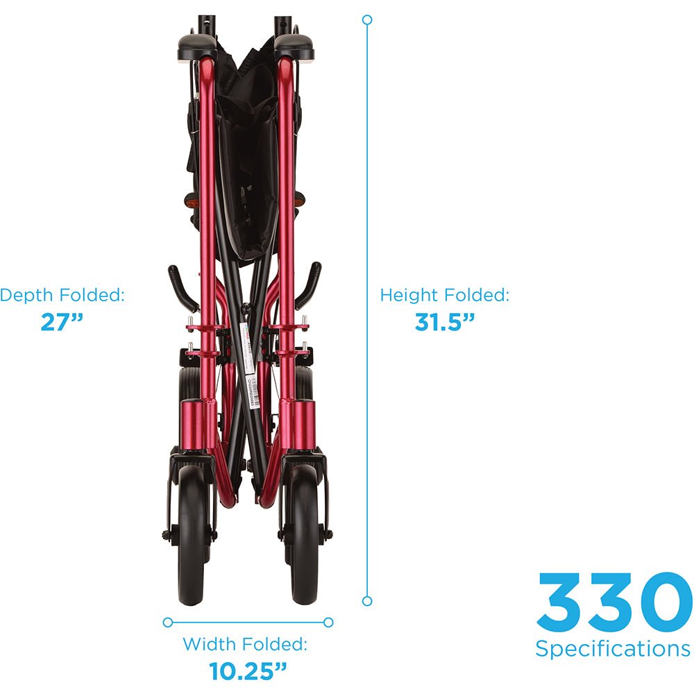 Nova 20" Lightweight Folding Transport Chair with 12" Rear Wheels & Hand Brakes - American Homecare Direct