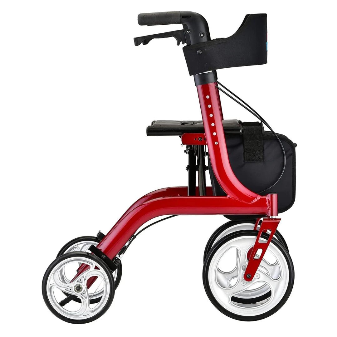 Nova Express Rollator Walker, Large 10” & 8” Wheels, Compact Foldable & Free Standing, Easy to Fold, Lift & Carry, Comes with Cane Holder - American Homecare Direct