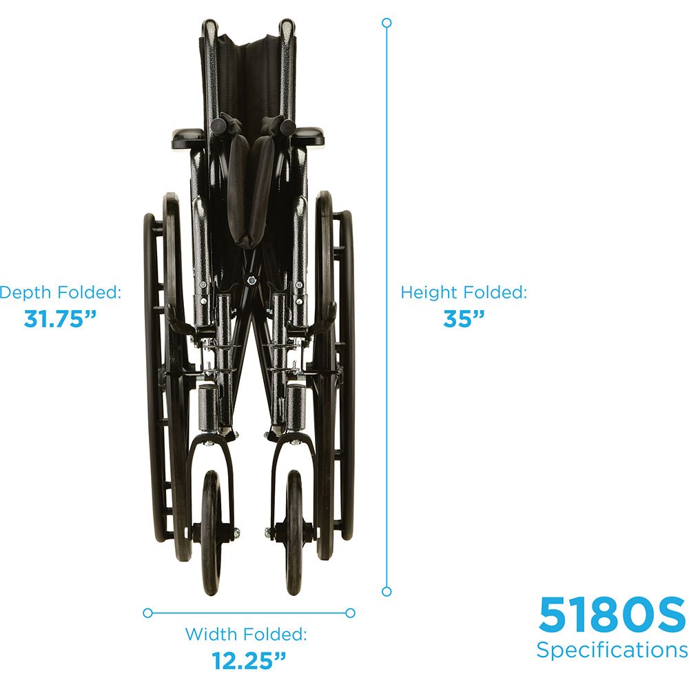 Nova Hammertone Wheelchair - 18" With Detachable Arms & Swing Away Footrest - American Homecare Direct