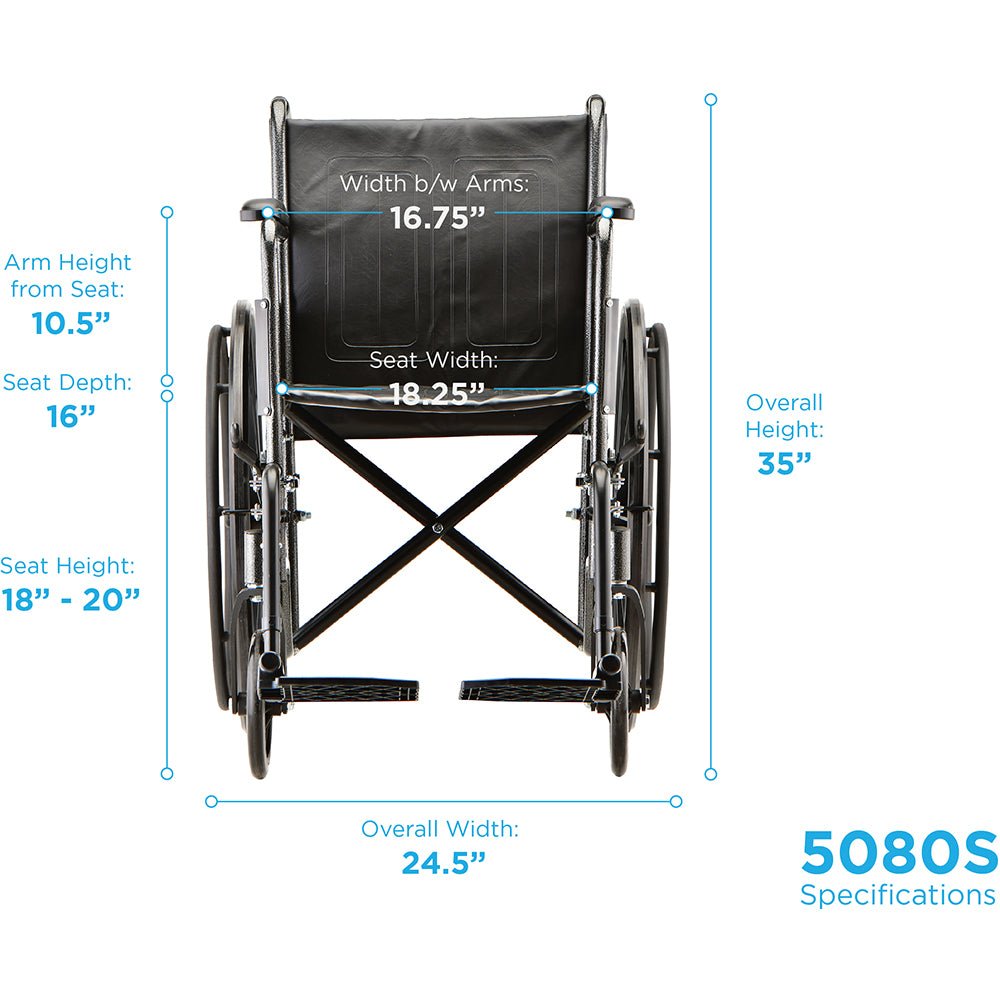 Nova Hammertone Wheelchair - 18" With Fixed Arm & Swing Away Footrest - American Homecare Direct
