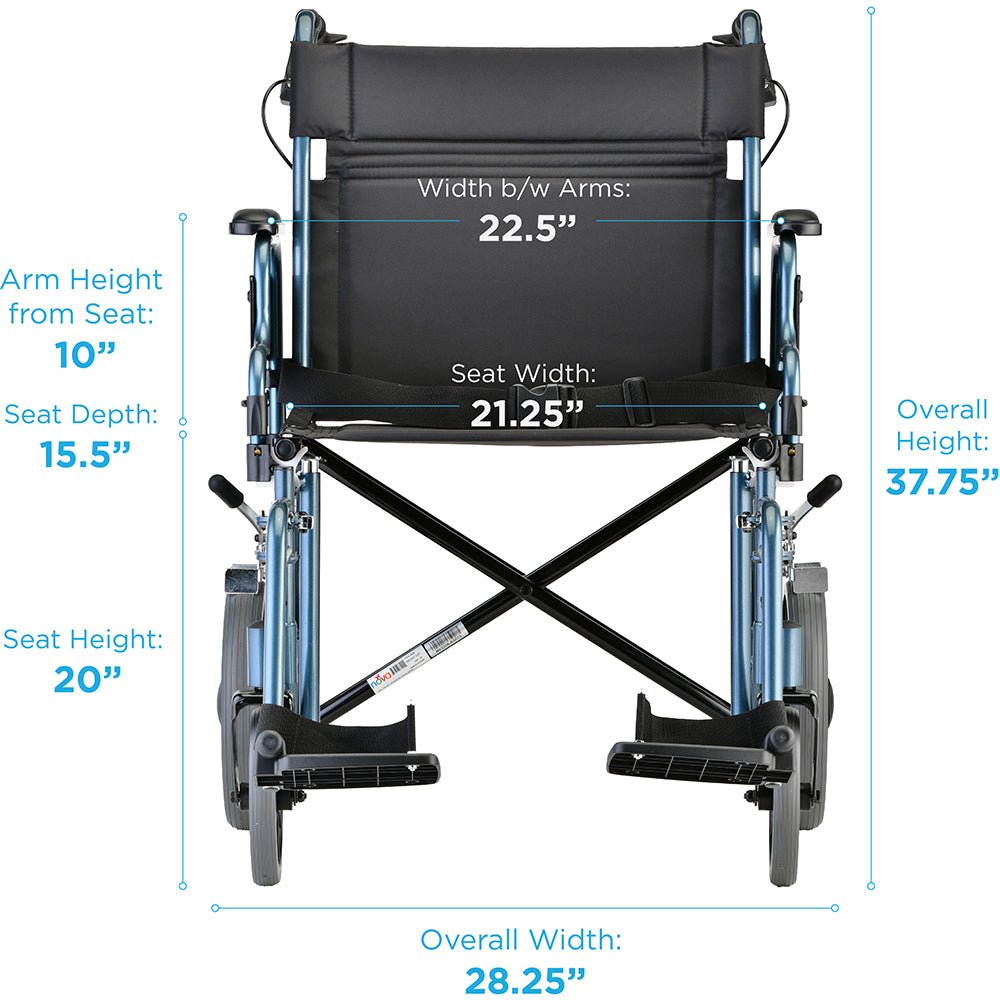 Nova Heavy Duty Bariatric Transport Folding Chairs - Extra Wide 22" Seat - American Homecare Direct
