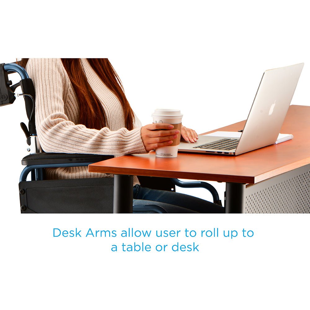 Nova Lightweight Transport Chair with Locking Hand Brakes, 12" Rear Wheels, Removable & Flip Up Arms for Easy Transfer, Anti - Tippers Included - American Homecare Direct