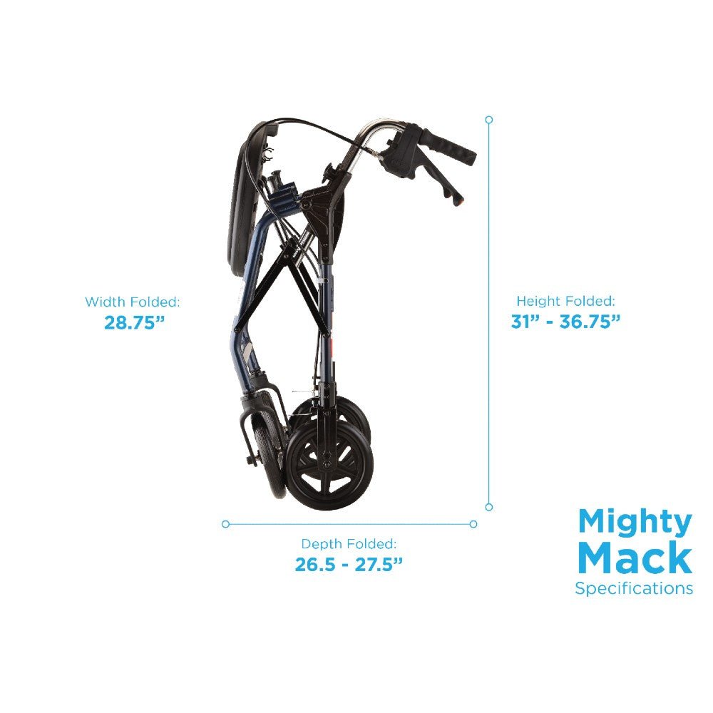 Nova Mighty Mack Heavy Duty Rollator Walker, 500 lb Weight Capacity - American Homecare Direct