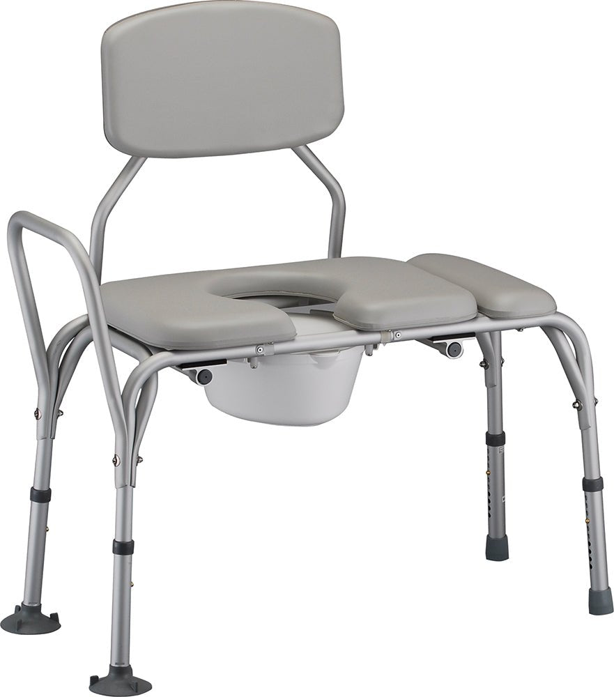 Nova Padded Transfer Bench with Commode with Detachable Back - American Homecare Direct