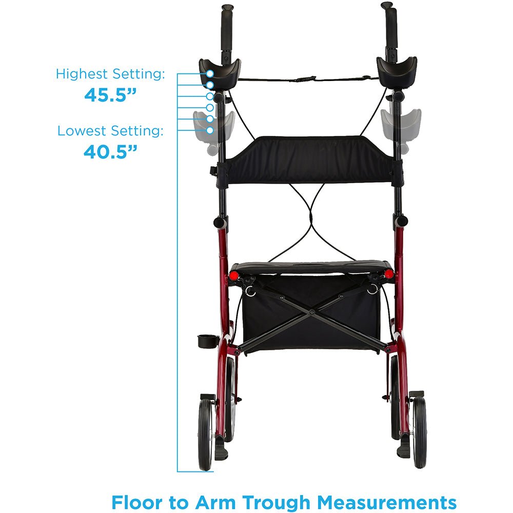 Nova Phoenix Rise UP Rollator Upright Walker with Padded & Contoured Forearm Platform - American Homecare Direct