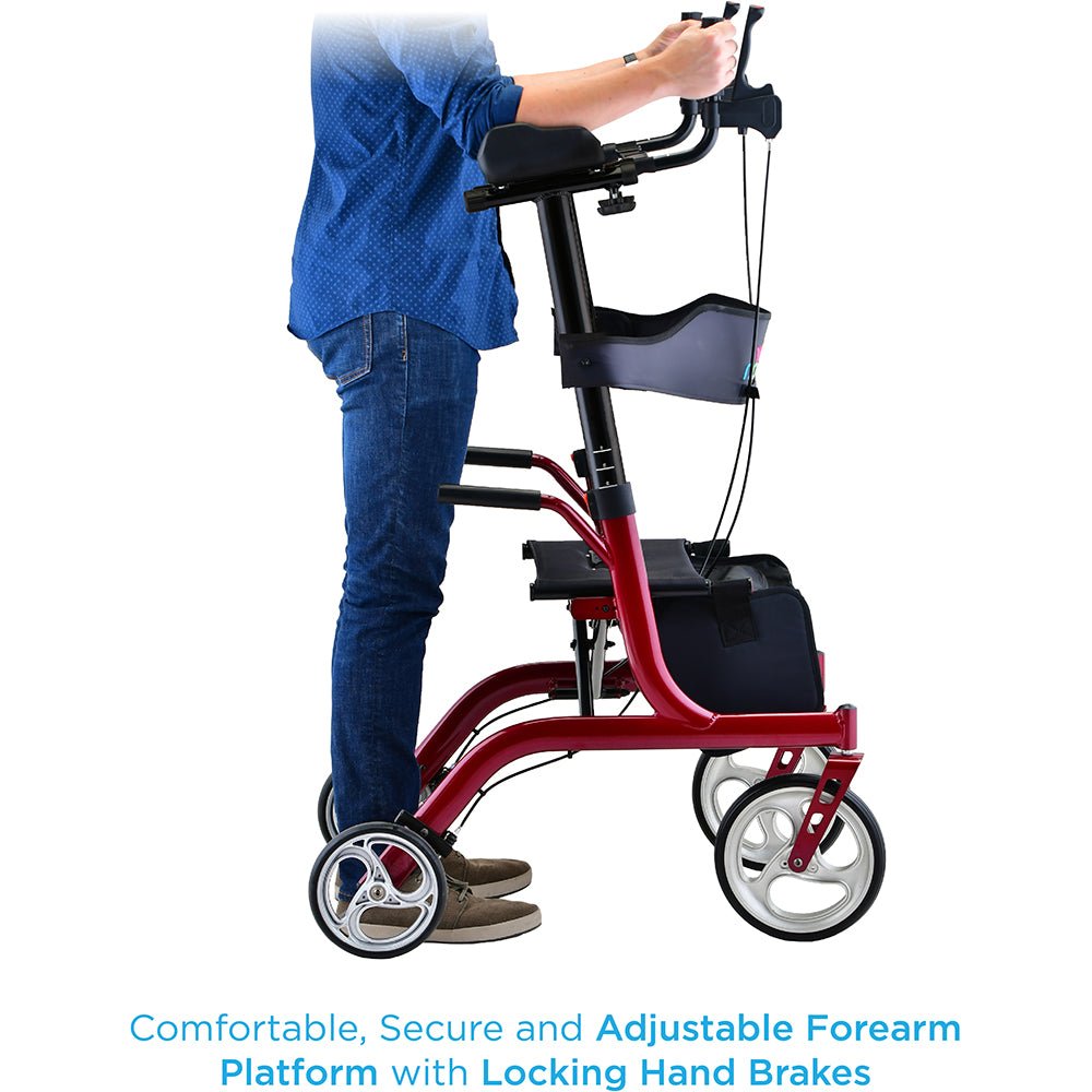 Nova Phoenix Rise UP Rollator Upright Walker with Padded & Contoured Forearm Platform - American Homecare Direct