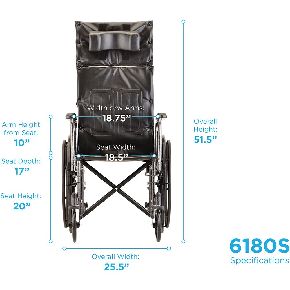 Nova Recliner Wheelchair - 18" With Full Arms & Elevating Leg Rest - American Homecare Direct