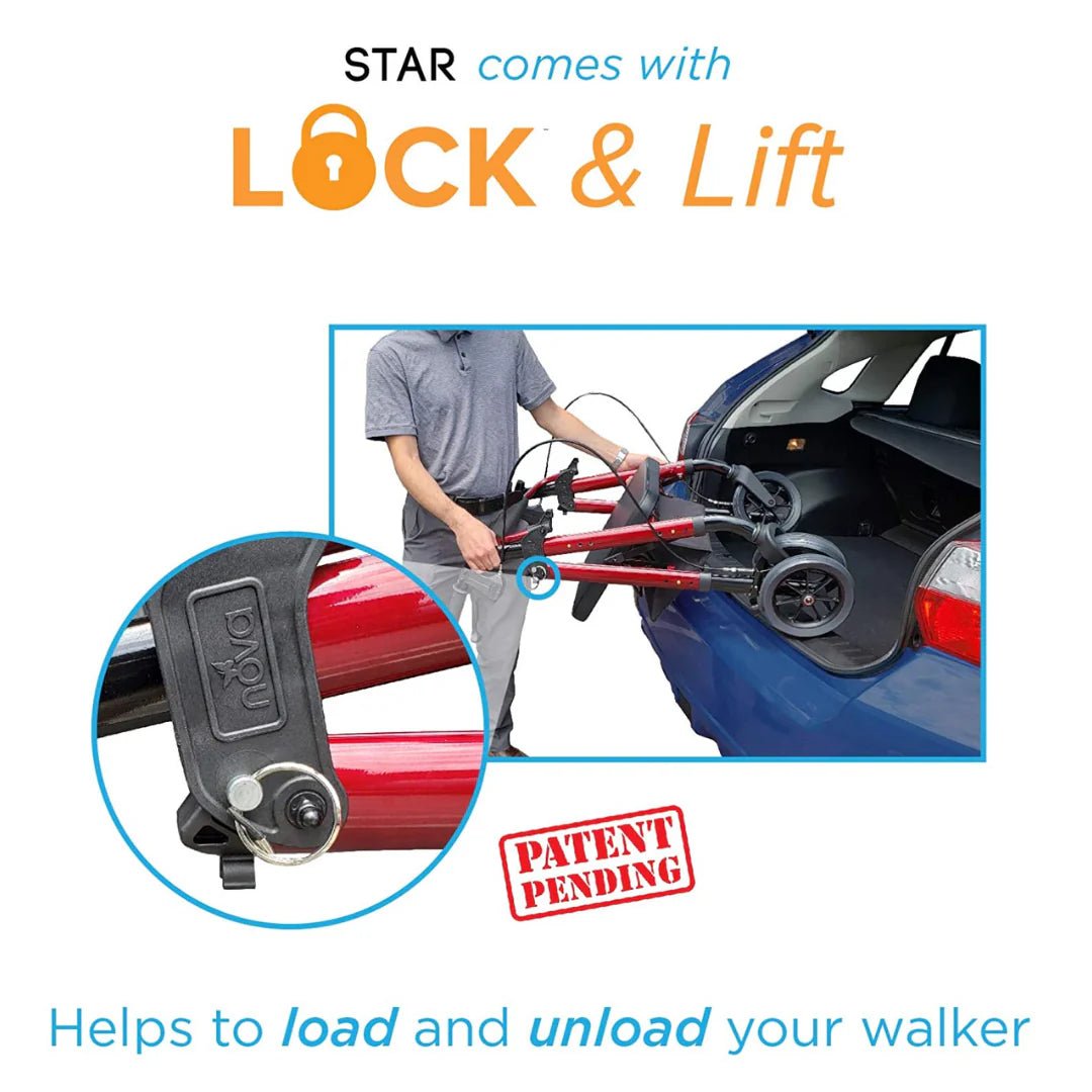 Nova Star 8 Deluxe Seat Rollator, 350 lb. Weight Capacity - American Homecare Direct