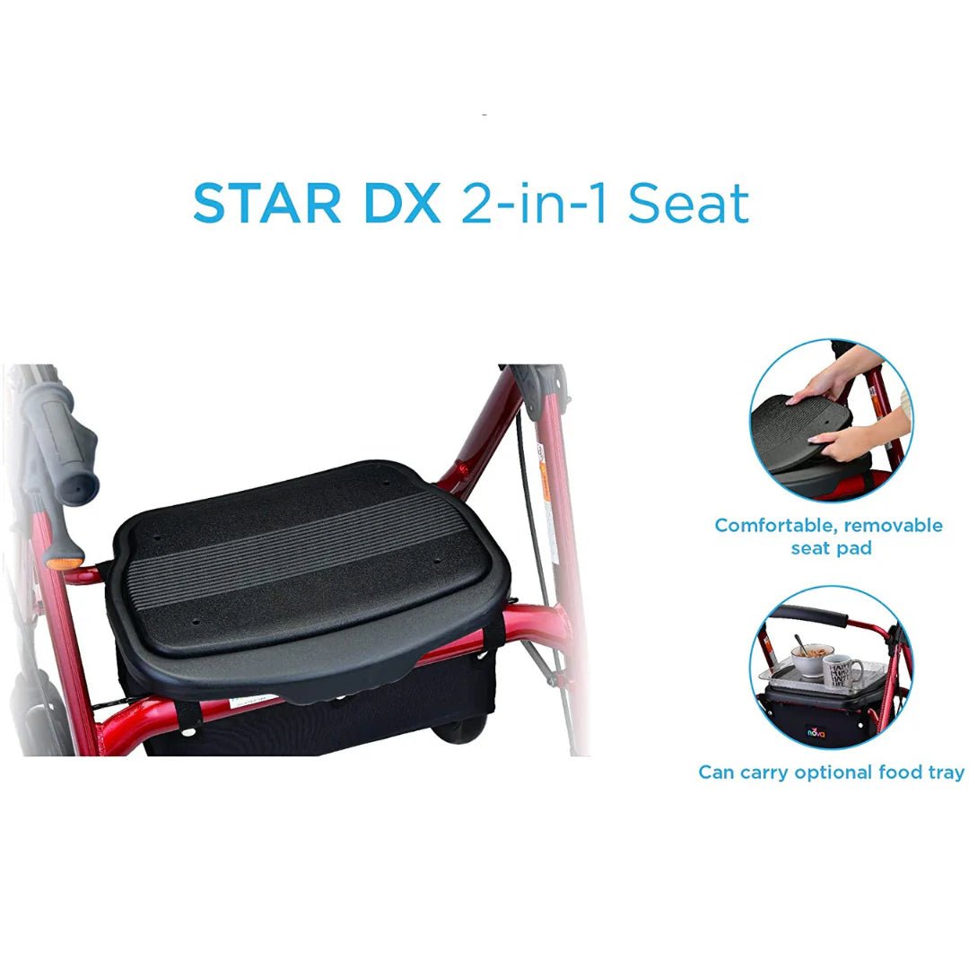 Nova Star 8 Deluxe Seat Rollator, 350 lb. Weight Capacity - American Homecare Direct