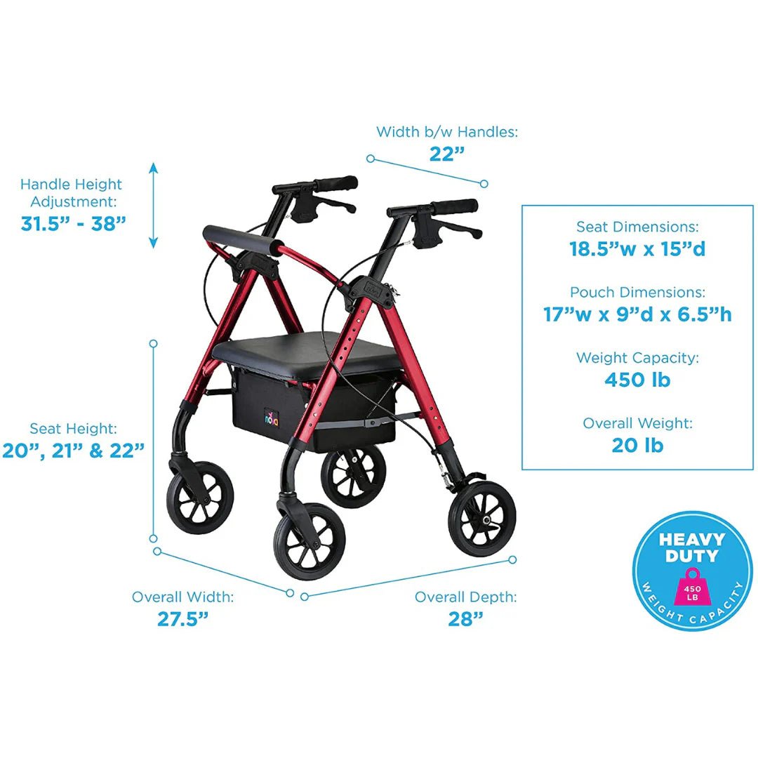 Nova Star Heavy Duty Rollator, 450 lbs. Weight Capacity - American Homecare Direct