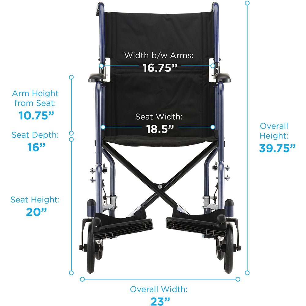 Nova Transport Chair - 19" with Swing Away Footrests - American Homecare Direct