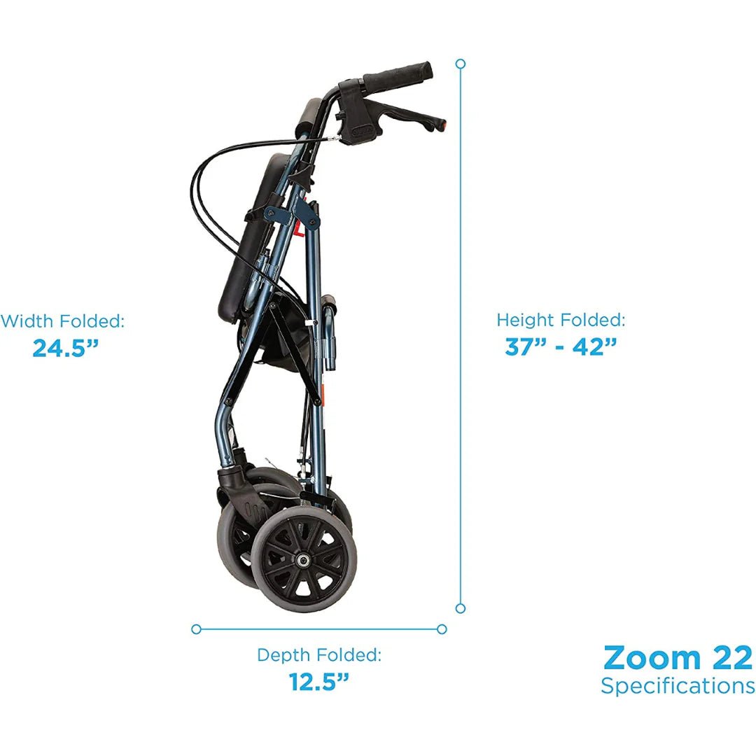 Nova Zoom Rollator Walker with 18" Seat Height - American Homecare Direct