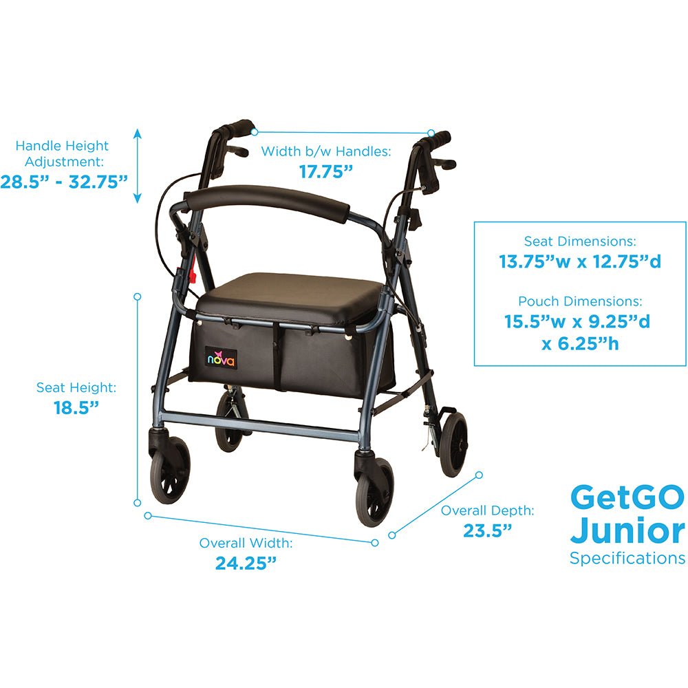 Novo GetGo Classic Rollator Walker, Rolling Walker for Height 5’4” - 6’” - American Homecare Direct