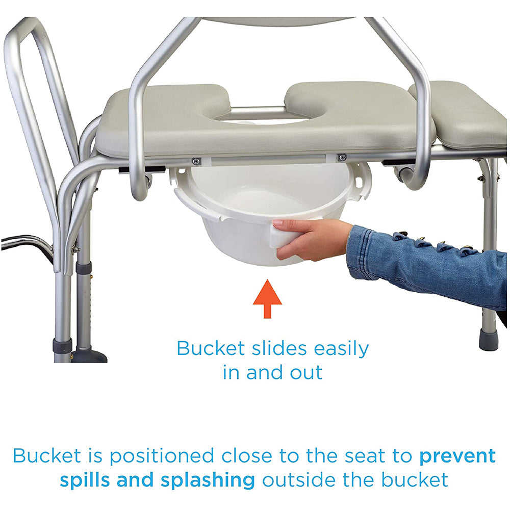 Nova Padded Transfer Bench with Commode with Detachable Back