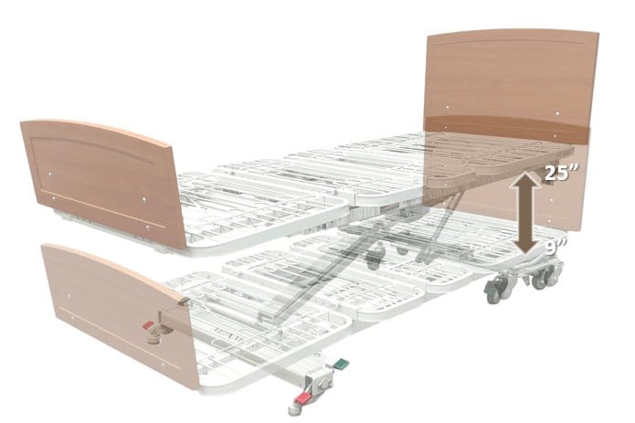 Med-Mizer Hospital Beds Med-Mizer Retract-F Retractabed Expandable Width Hi-Lo Bed Set