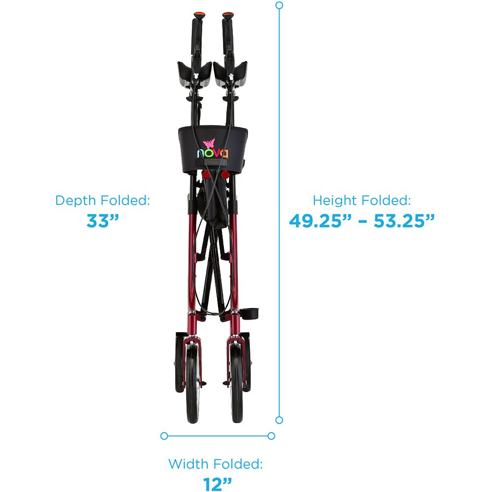 Nova Phoenix Rise UP Rollator Upright Walker with Padded &amp; Contoured Forearm Platform - American Homecare Direct