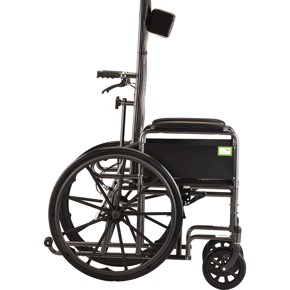 Nova Recliner Wheelchair - 18&quot; With Full Arms &amp; Elevating Leg Rest - American Homecare Direct