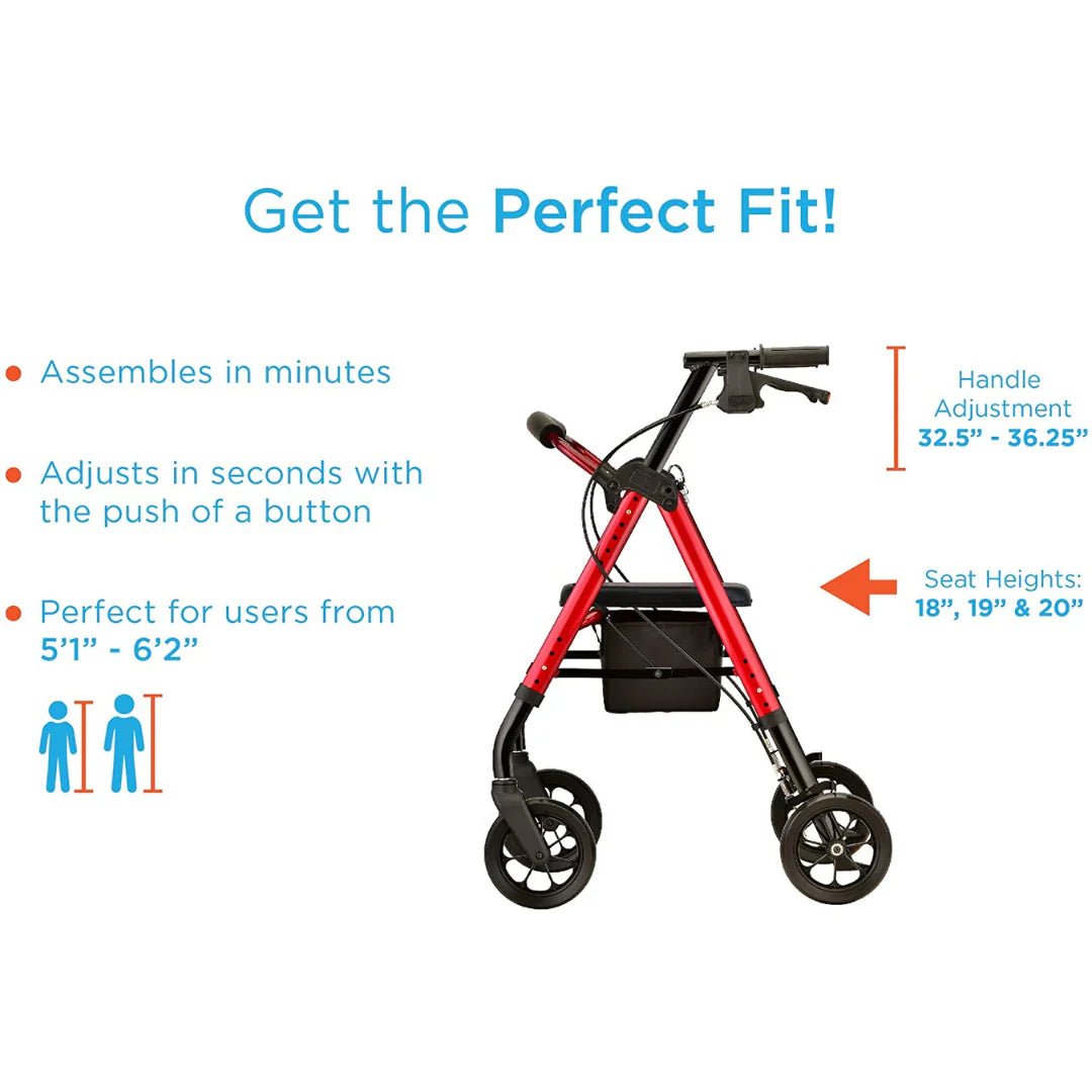 Nova Star Heavy Duty Rollator, 450 lbs. Weight Capacity - American Homecare Direct