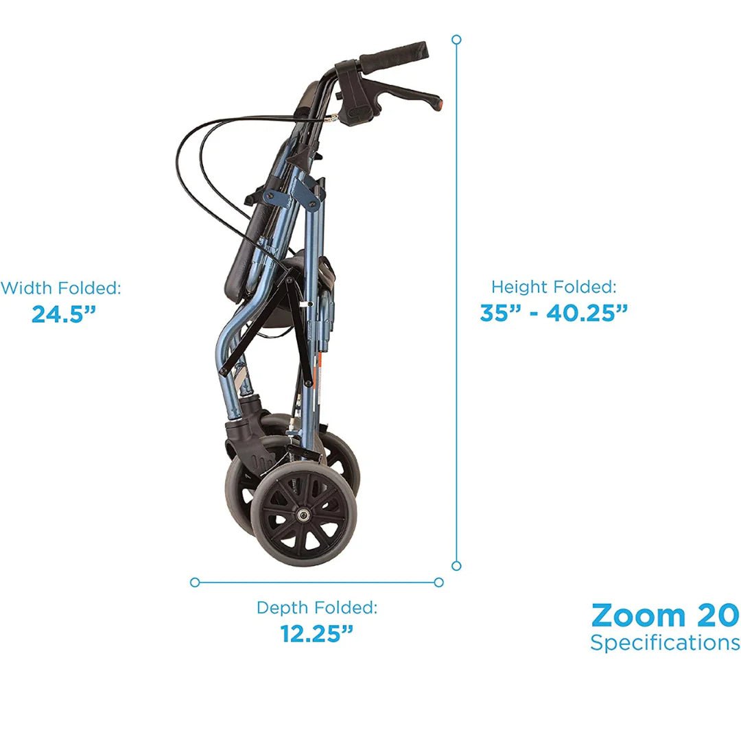 Nova Zoom Rollator Walker with 20&quot; Seat Height - American Homecare Direct